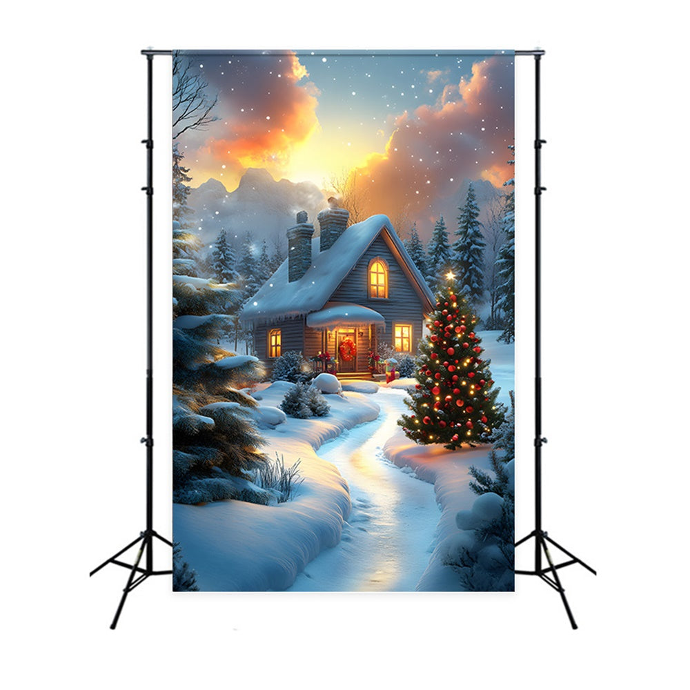 Sfondo Di Alberi Di Natale Innevati RR8-121