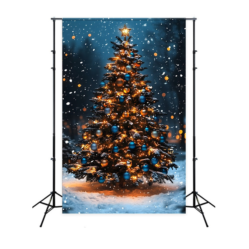 Sfondo Luminoso Con Fiocchi Di Neve Con Alberi Di Natale RR8-125