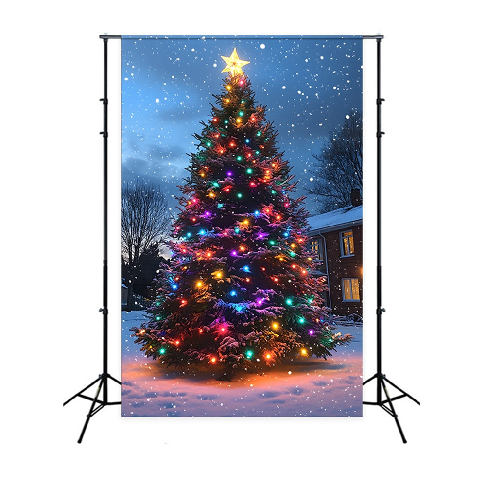 Sfondo Albero Luminoso Con Fiocco Di Neve Natalizio RR8-127