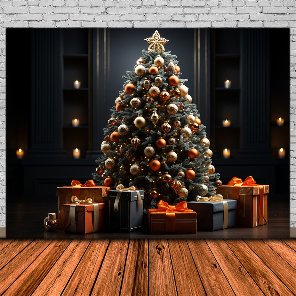 Sfondo A Lume Di Candela Per Albero Festivo Di Natale RR8-135