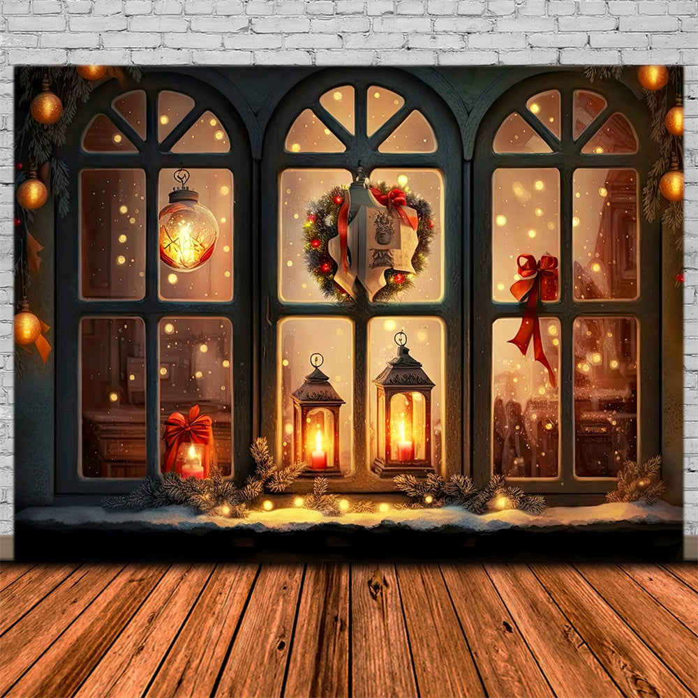 Sfondo Con Lanterne Luminose Per Finestra Di Natale RR8-137