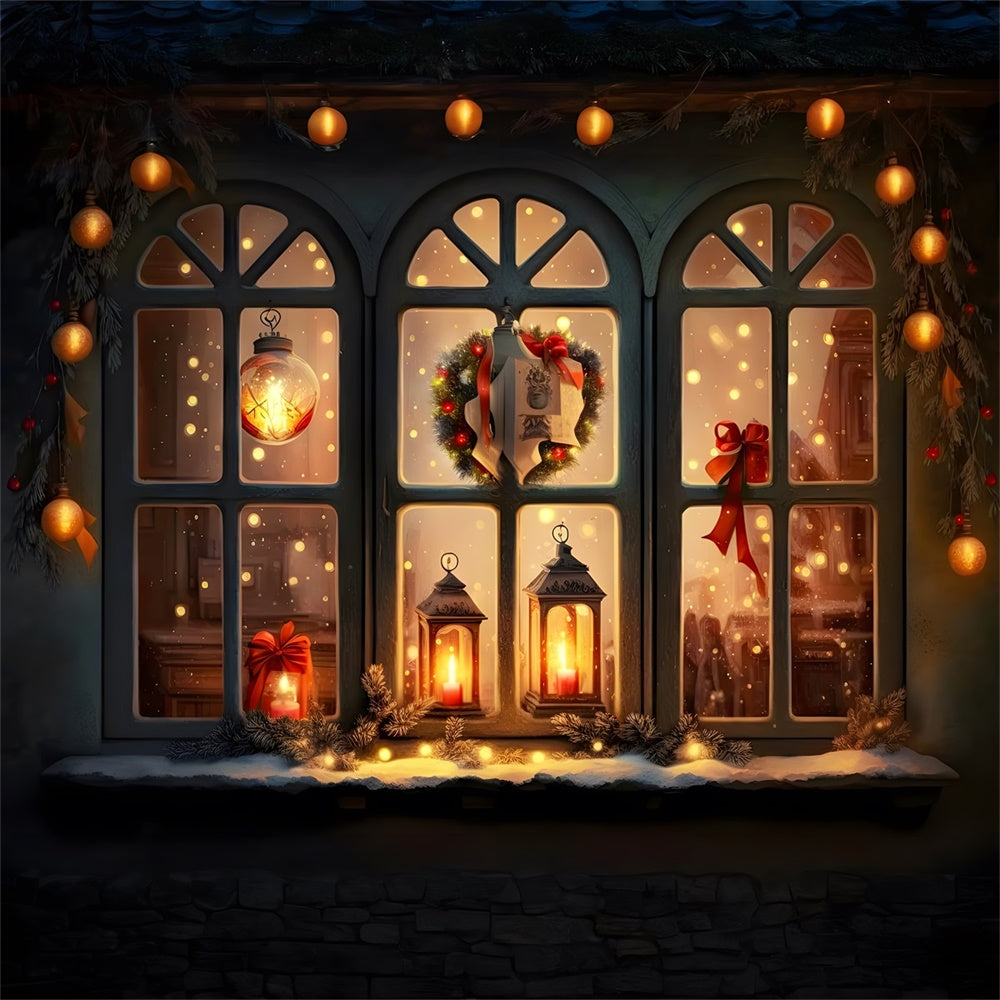 Sfondo Con Lanterne Luminose Per Finestra Di Natale RR8-137