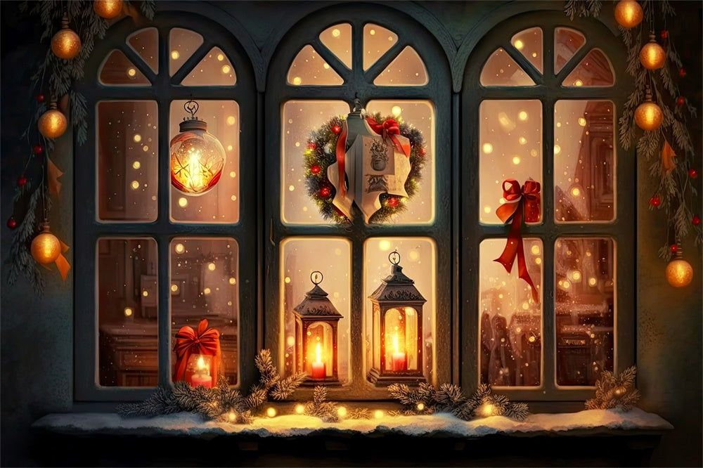 Sfondo Con Lanterne Luminose Per Finestra Di Natale RR8-137