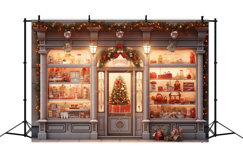 Sfondo Natalizio Elegante Con Albero In Vetrina RR8-144