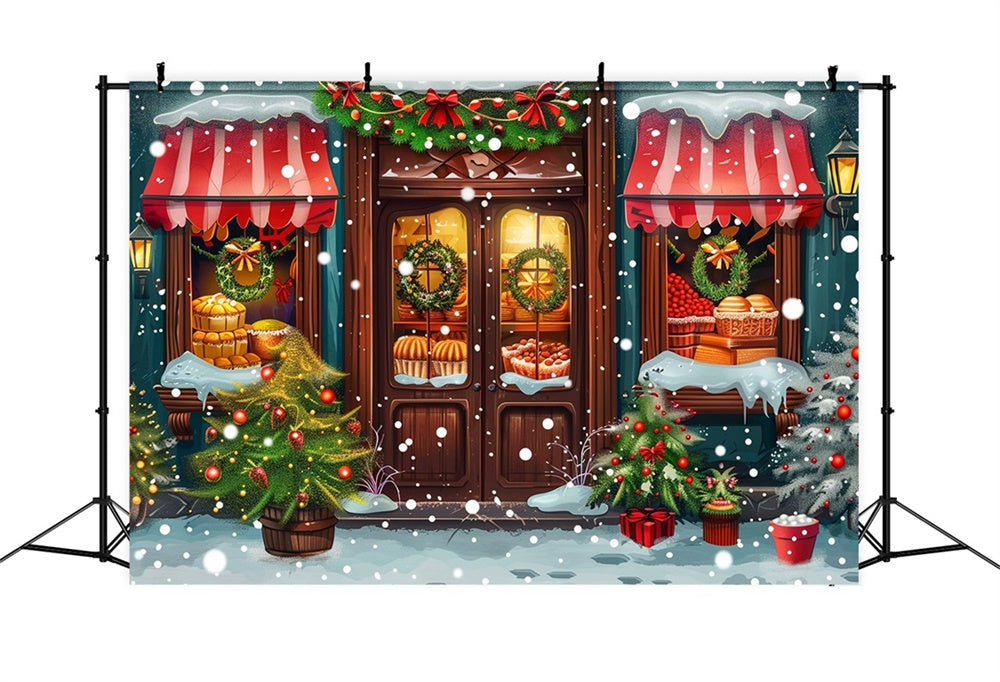 Natale Accogliente Vetrina Neve Sullo Sfondo RR8-145
