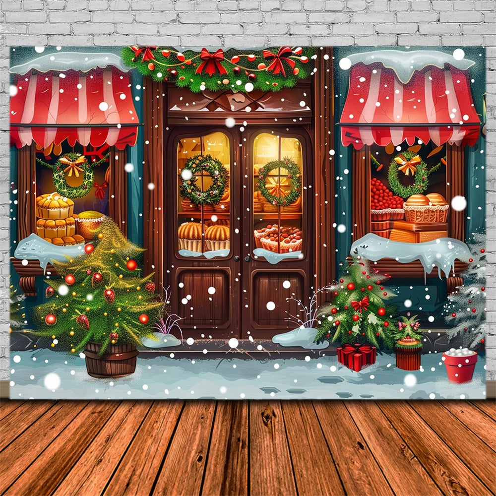 Natale Accogliente Vetrina Neve Sullo Sfondo RR8-145