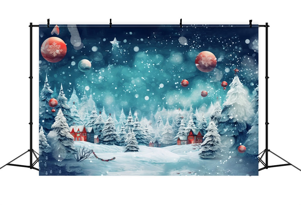 Sfondo Di Ornamenti Forestali Innevati Di Natale RR8-153