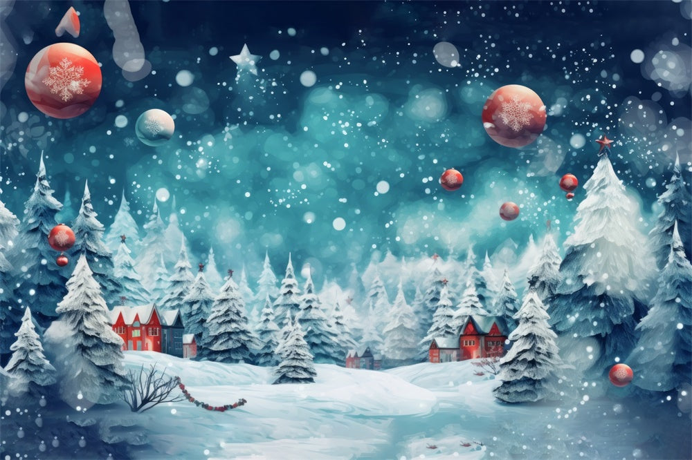 Sfondo Di Ornamenti Forestali Innevati Di Natale RR8-153