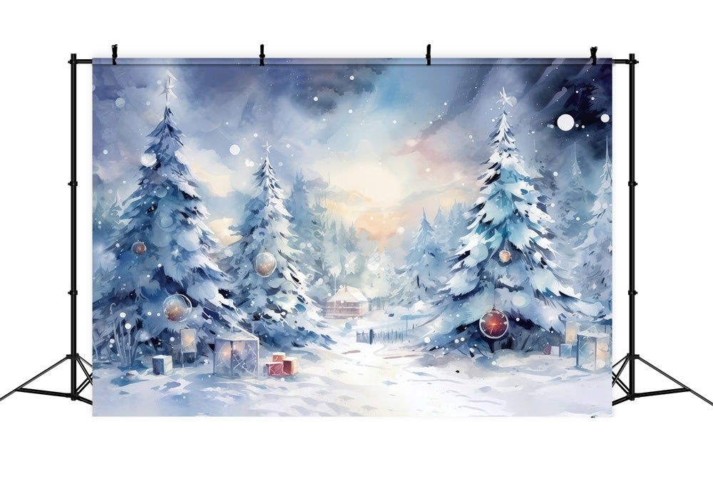 Sfondo Natalizio Tranquillo Con Foresta Innevata RR8-154