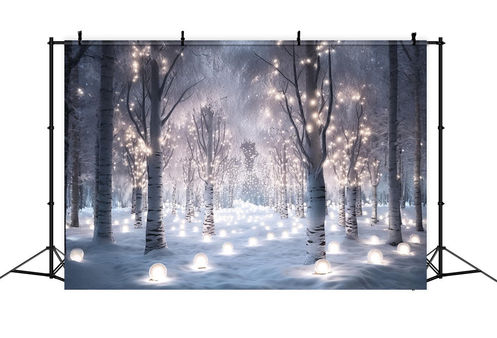 Sfondo Di Lucine Natalizie Della Foresta Incantata RR8-155