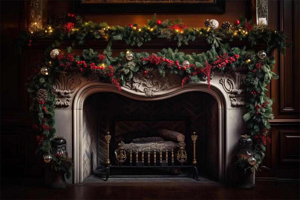 Sfondo Di Calze Da Camino Ornate Di Natale RR8-159