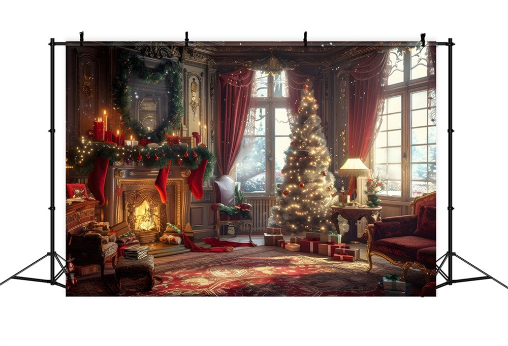 Sfondo Dell'Albero Dei Regali Delle Feste Natalizie RR8-162