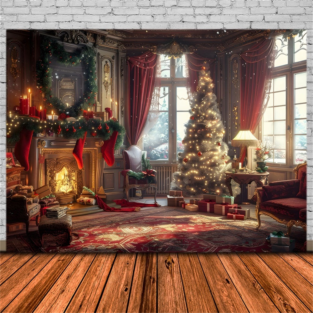 Sfondo Dell'Albero Dei Regali Delle Feste Natalizie RR8-162