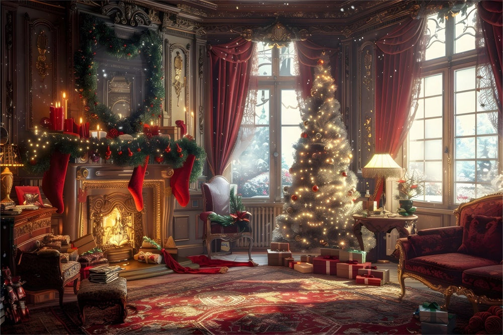 Sfondo Dell'Albero Dei Regali Delle Feste Natalizie RR8-162