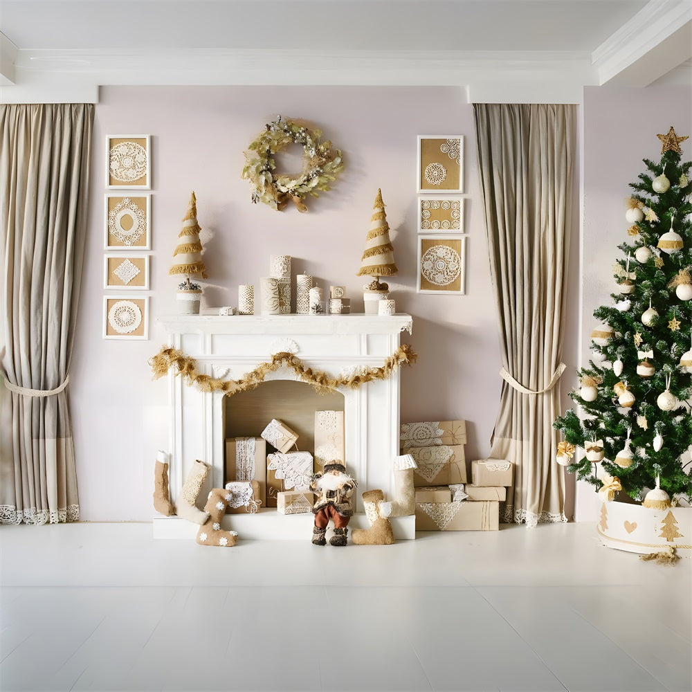 Sfondo Dorato Del Soggiorno Festivo Di Natale RR8-164