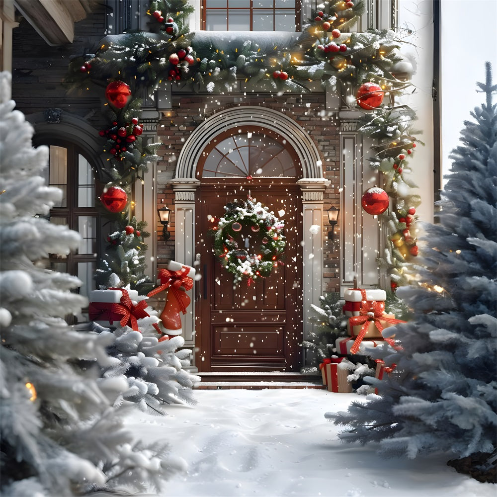 Sfondo Di Regali Per L'Ingresso Della Casa Festiva Di Natale RR8-182