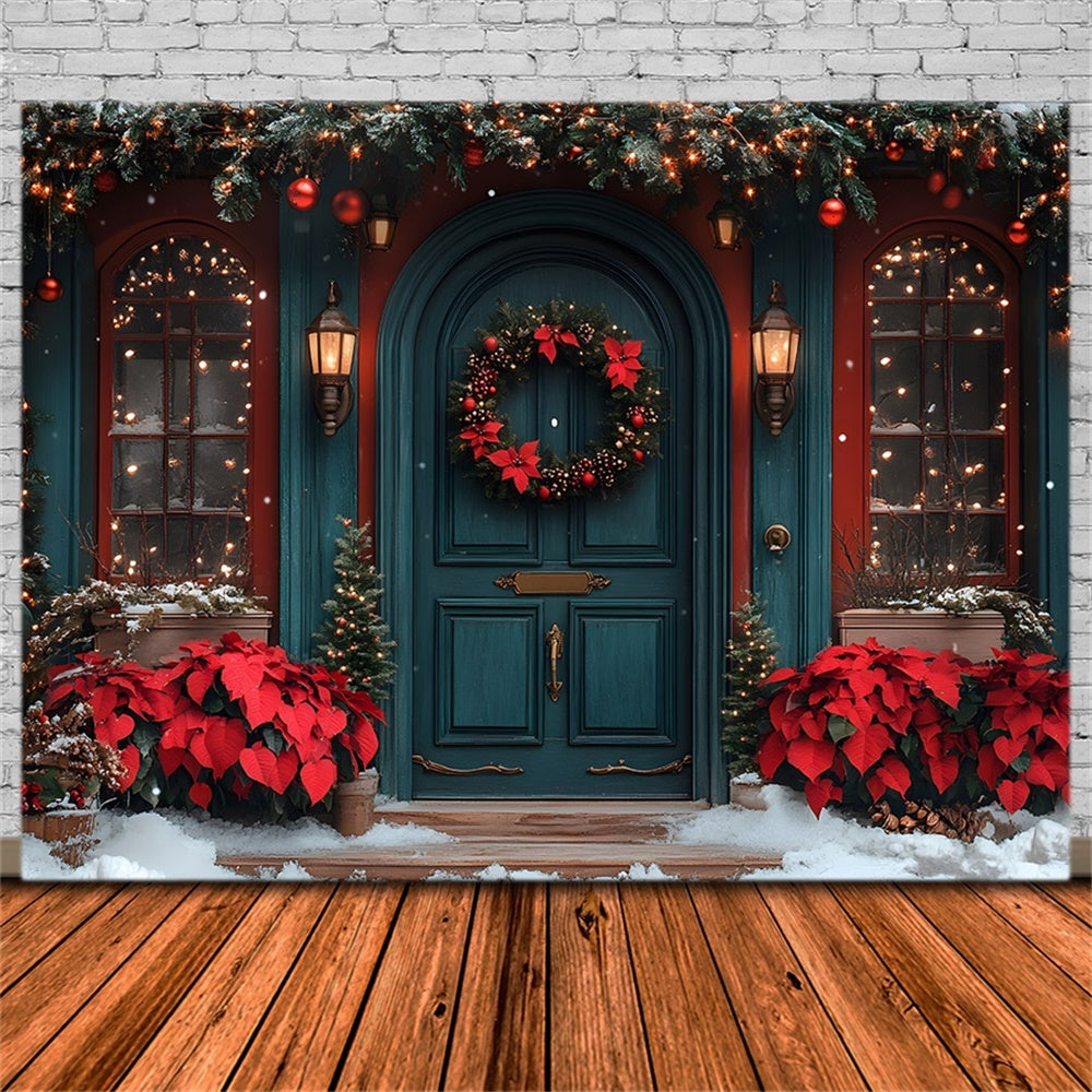 Sfondo Della Porta D'Ingresso Ornata Con Stella Di Natale Di Natale RR8-184
