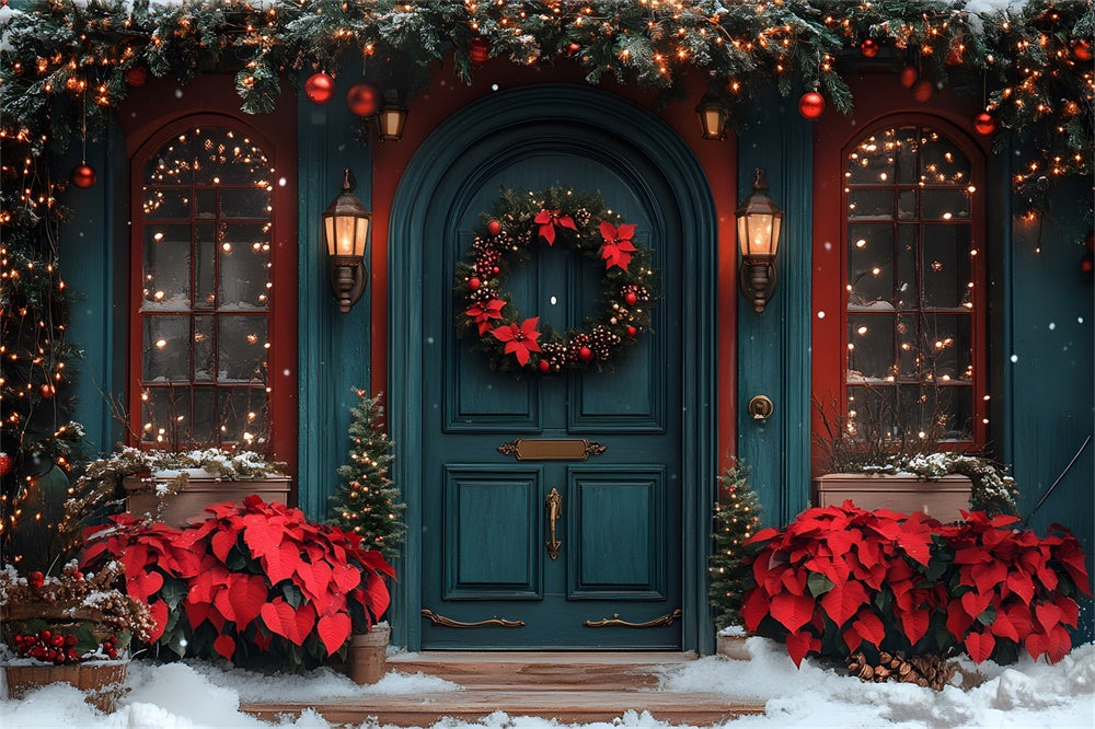 Sfondo Della Porta D'Ingresso Ornata Con Stella Di Natale Di Natale RR8-184