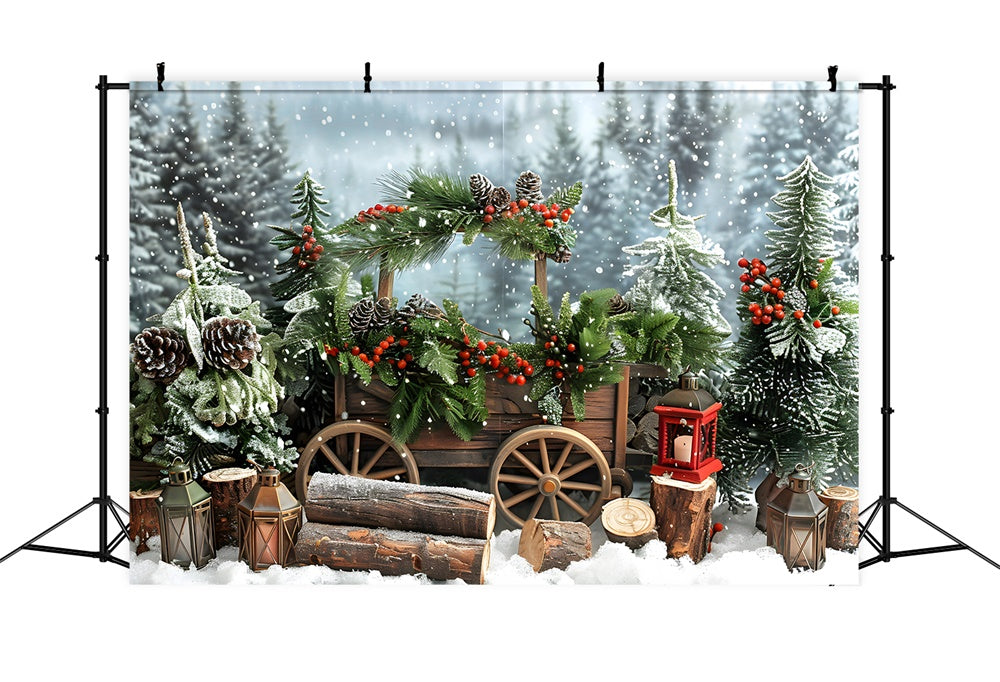 Sfondo Di Alberi Di Natale Foresta Innevata Invernale RR8-2
