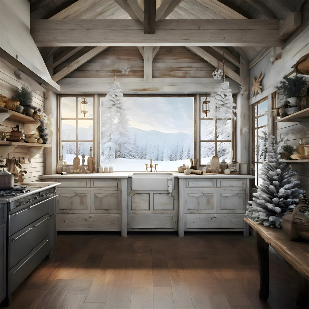 Sfondo Di Neve Per La Cucina Natalizia Accogliente RR8-217