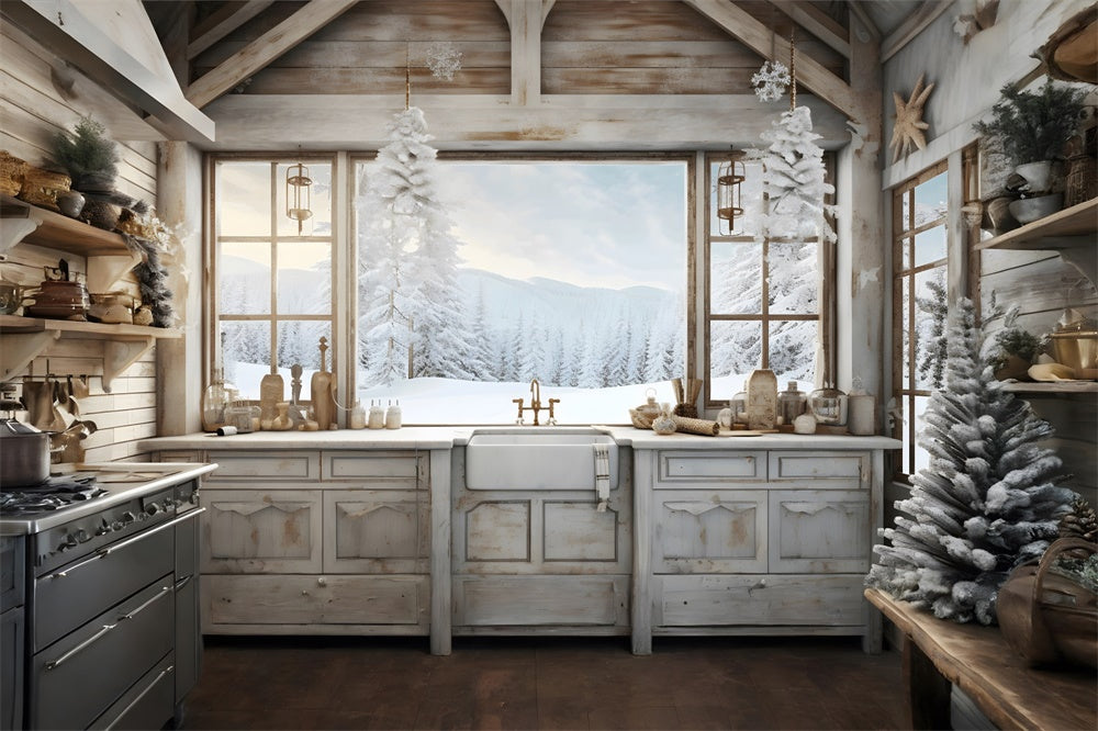 Sfondo Di Neve Per La Cucina Natalizia Accogliente RR8-217