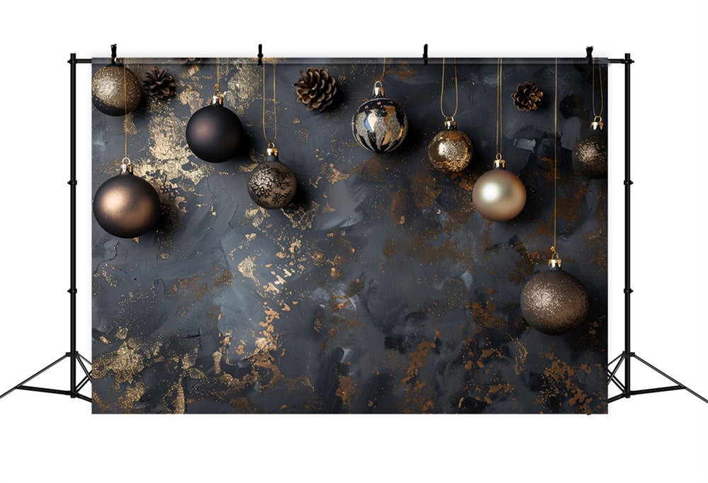 Sfondo Natalizio Elegante Con Ornamenti In Oro Nero RR8-242