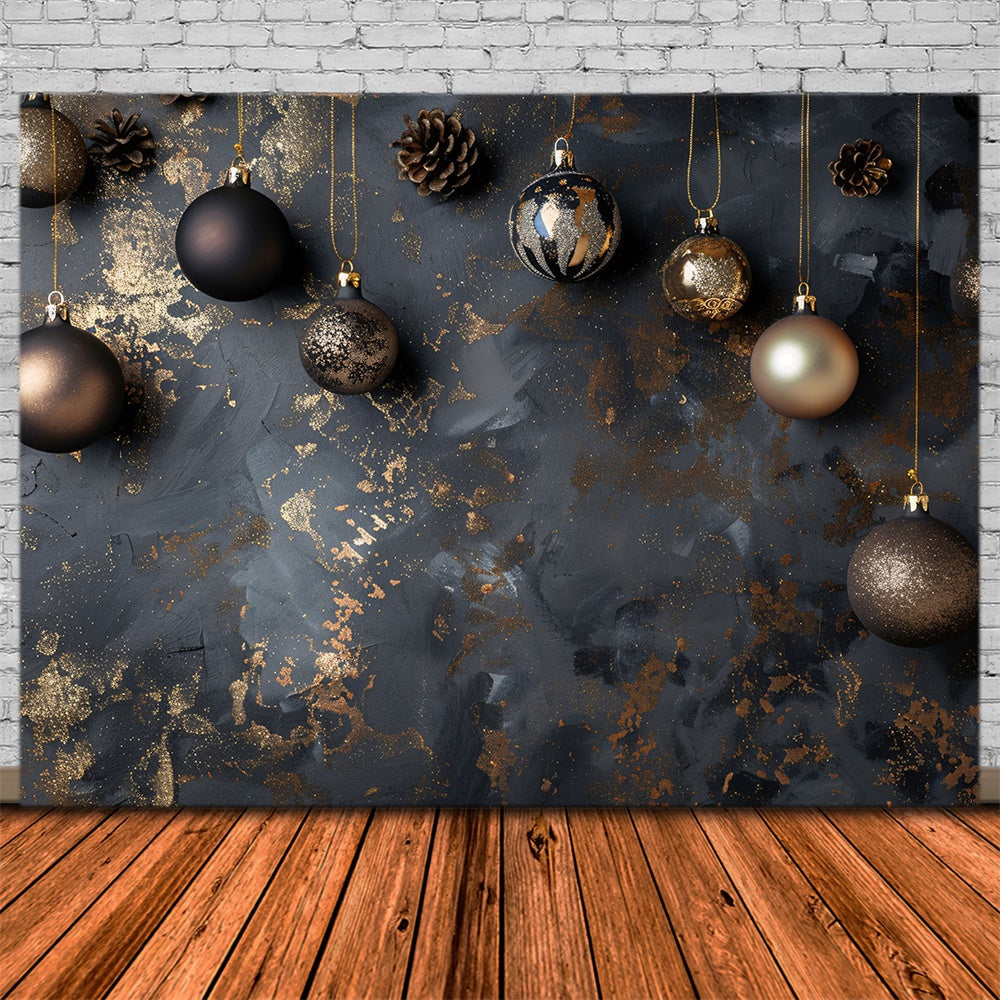 Sfondo Natalizio Elegante Con Ornamenti In Oro Nero RR8-242