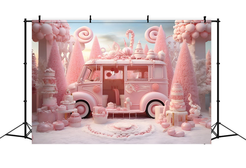 Sfondo Natalizio Rosa Candyland Van Treats RR8-245