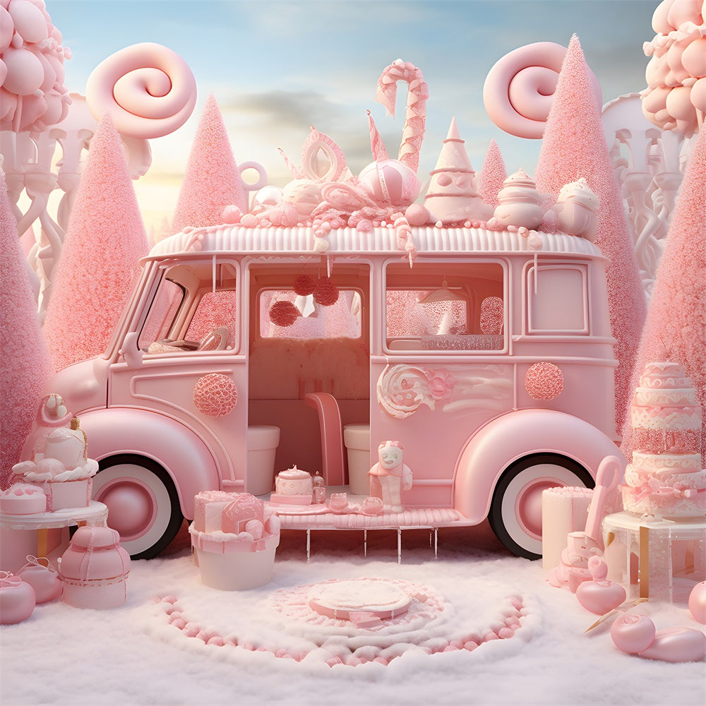 Sfondo Natalizio Rosa Candyland Van Treats RR8-245