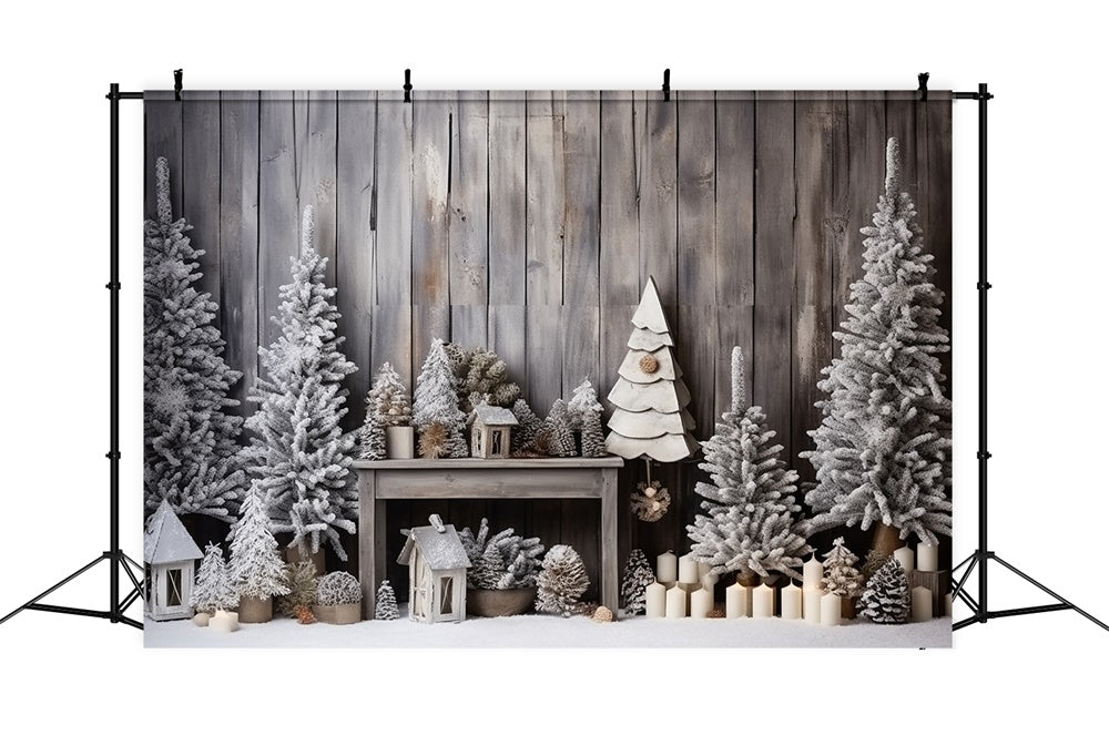 Sfondo Di Alberi Smerigliati In Cabina Rustica Di Natale RR8-248