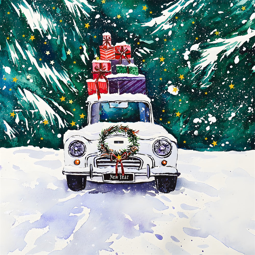 L'Auto Dell'Acquerello Di Natale Presenta Lo Sfondo RR8-254