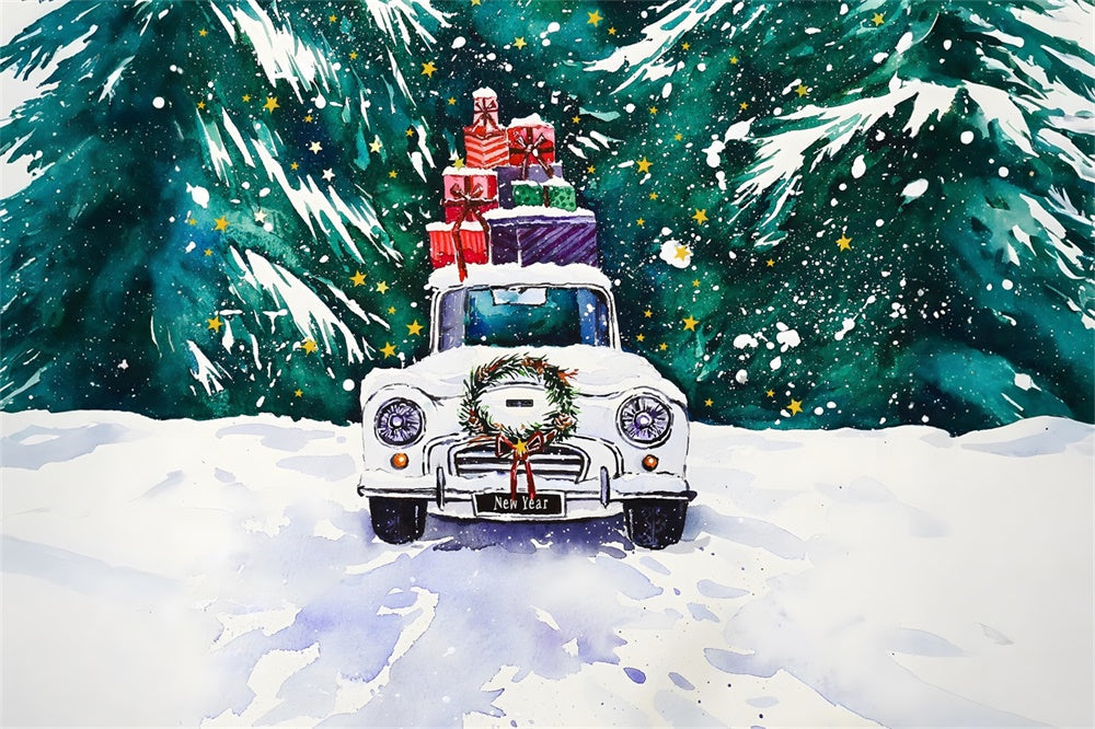 L'Auto Dell'Acquerello Di Natale Presenta Lo Sfondo RR8-254