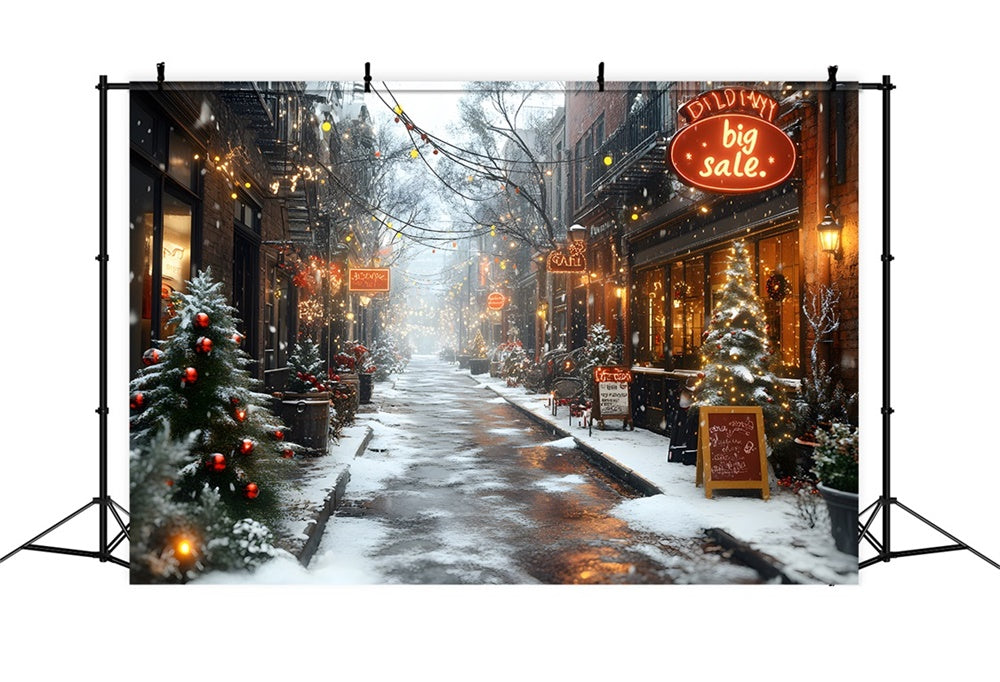 Sfondo Di Vendita Di Strada Invernale Festivo Di Natale RR8-256