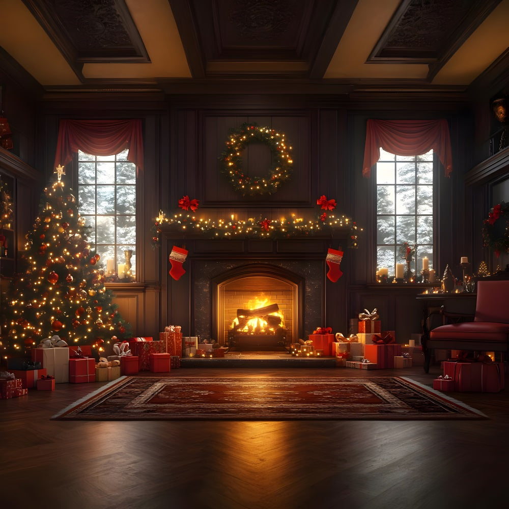 Sfondo Dell'Albero Scintillante Della Grand Room Di Natale RR8-260