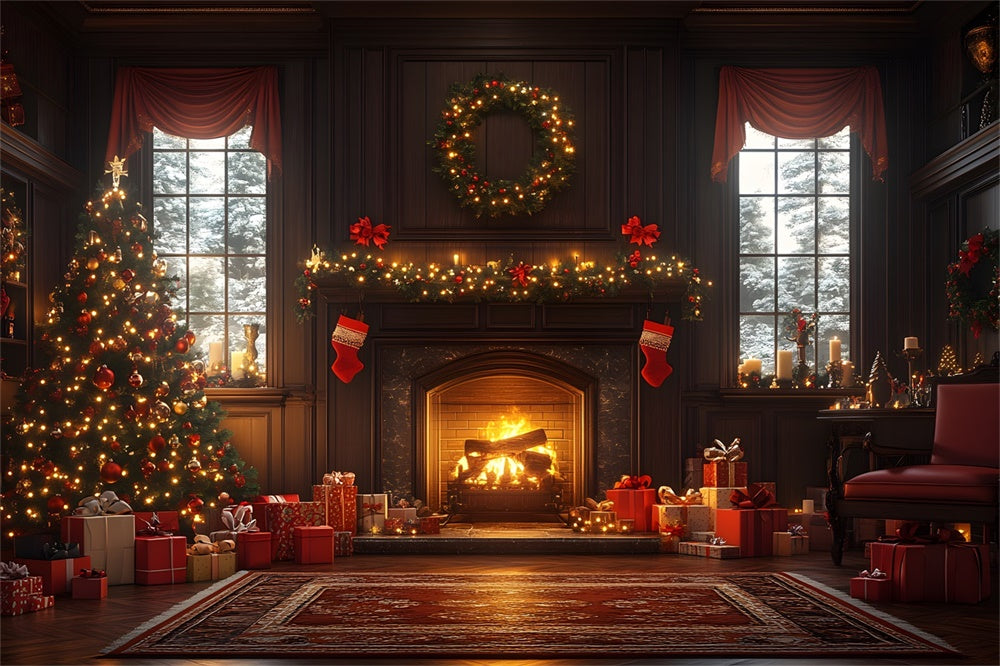 Sfondo Dell'Albero Scintillante Della Grand Room Di Natale RR8-260