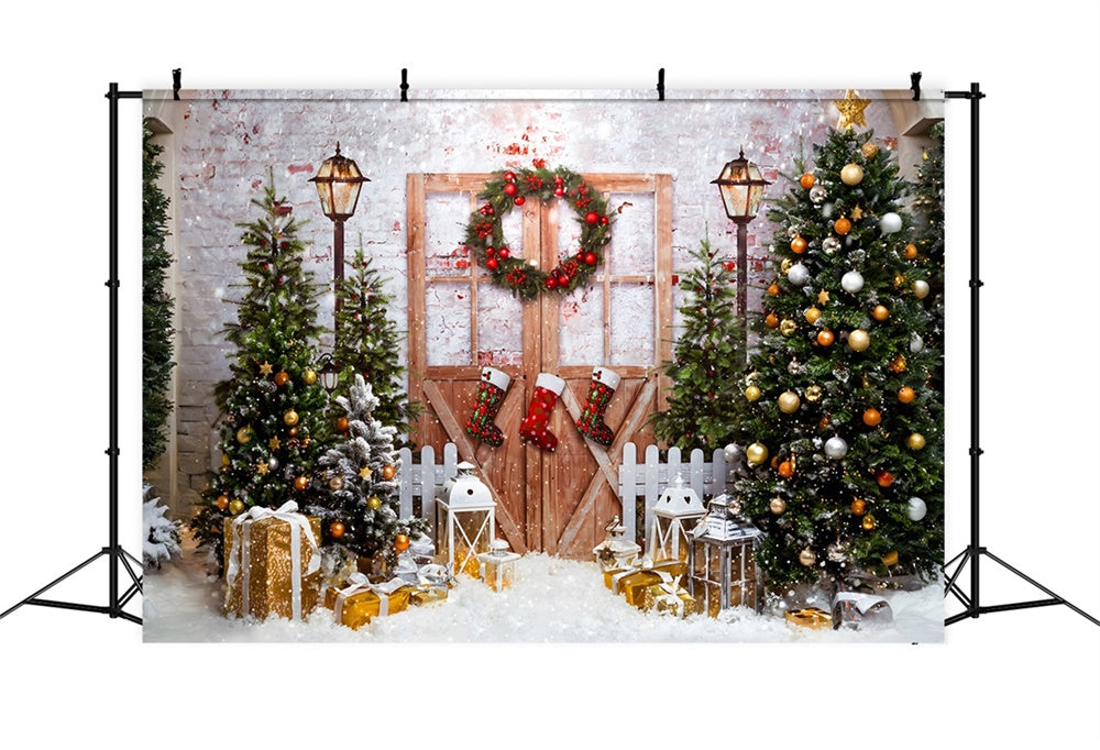 Sfondo Di Luci Scintillanti Della Foresta Di Natale RR8-270
