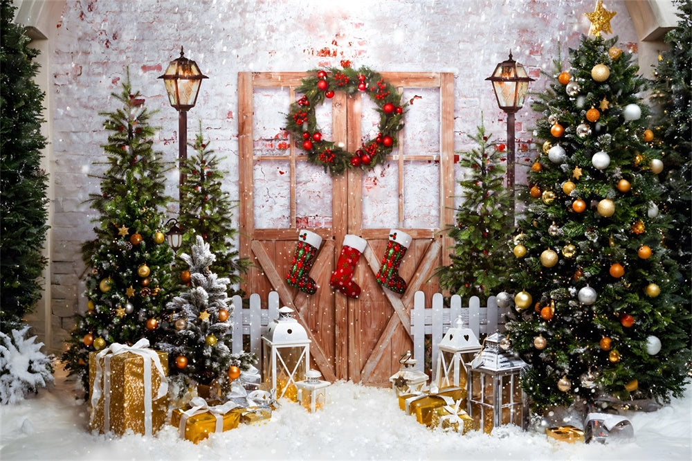 Sfondo Di Luci Scintillanti Della Foresta Di Natale RR8-270