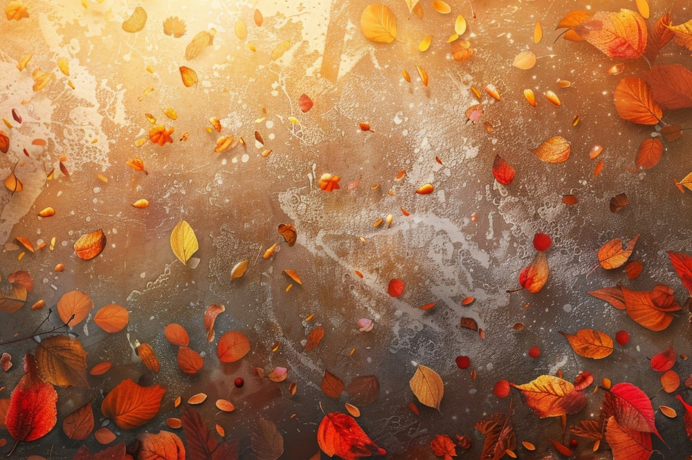 Sfondo Di Pavimento In Cemento Con Foglie Di Acero Cadute RR8-278