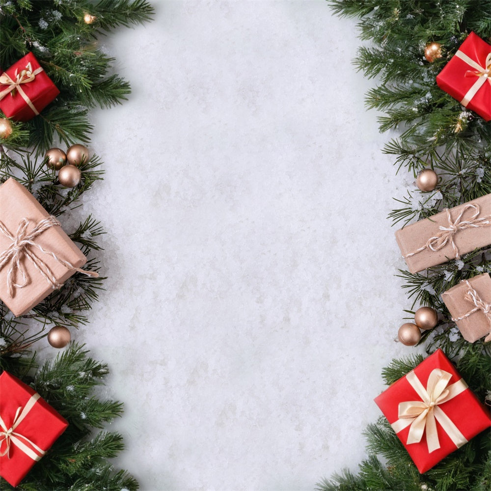 Scatole Regalo Innevate Sfondo Verde Pavimento RR8-288