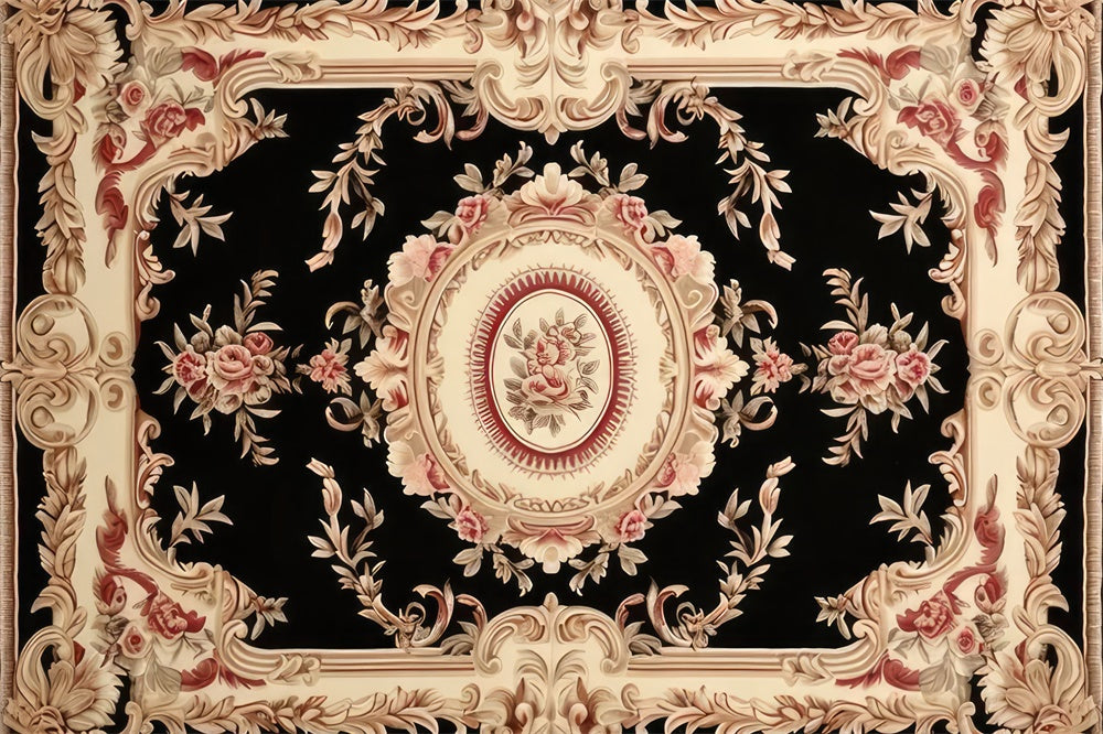 Fondale Per Pavimento In Moquette Con Motivo Rosa E Nero RR8-301