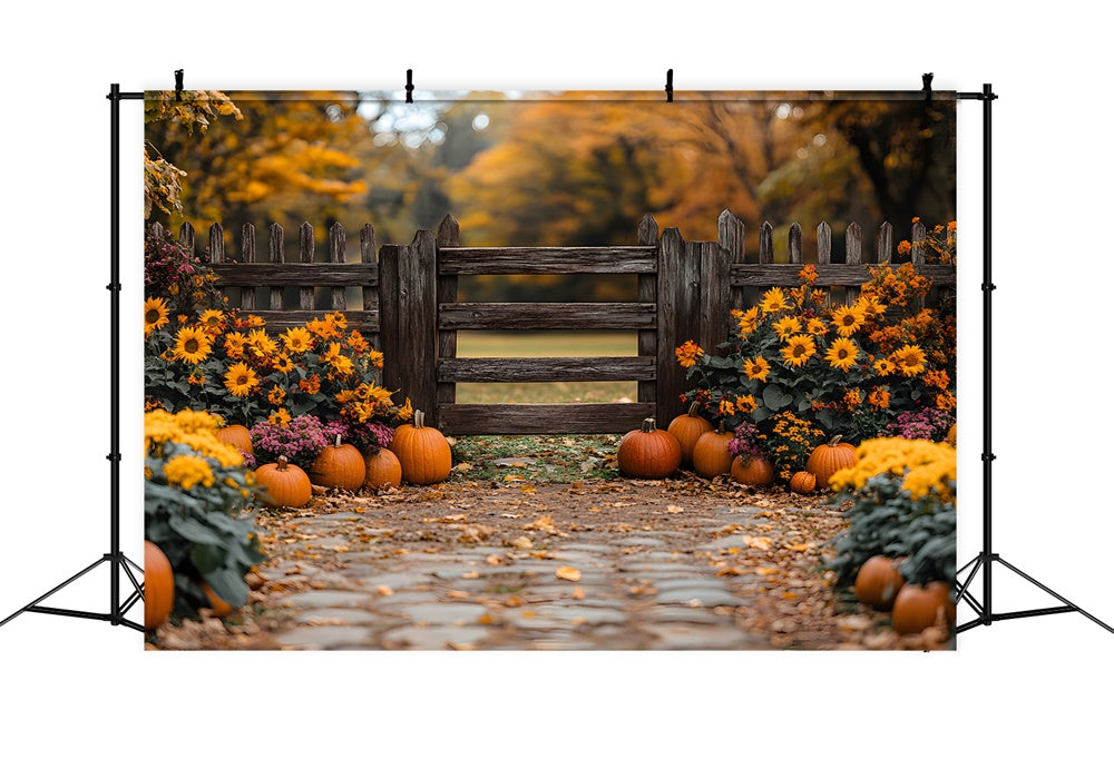 Cancello Rustico Autunnale E Sfondo Di Zucca RR8-309