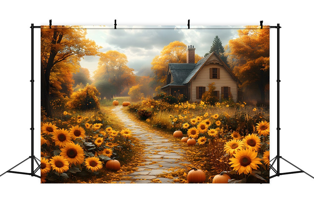 Girasoli Autunnali Lungo Il Percorso Sullo Sfondo RR8-310