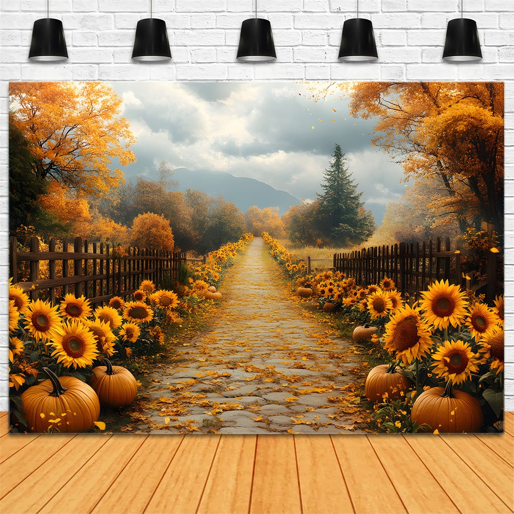 Sfondo Di Girasoli Circondati In Cottage Autunnale RR8-311