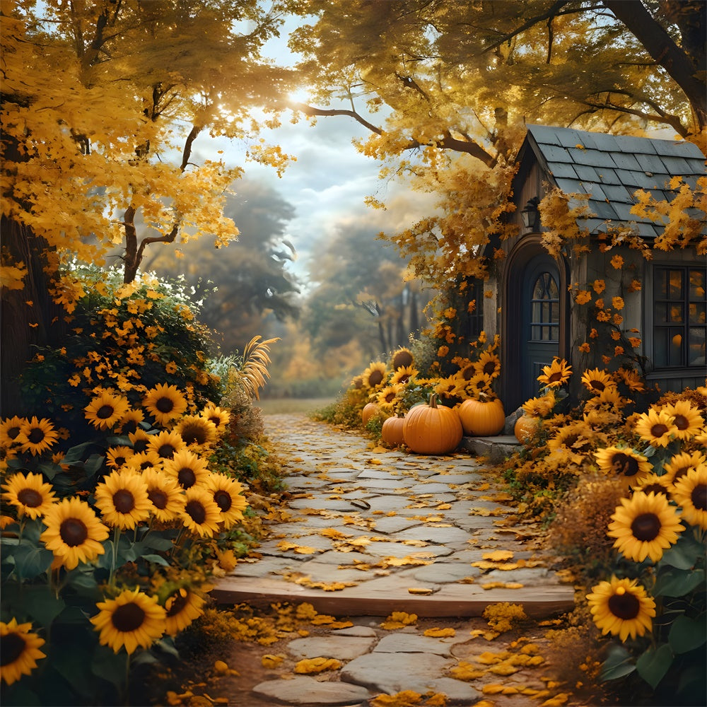 Sfondo Del Percorso Di Fioritura Dei Girasoli Autunnali RR8-313