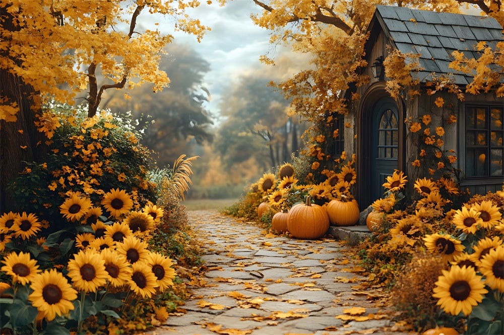 Sfondo Del Percorso Di Fioritura Dei Girasoli Autunnali RR8-313