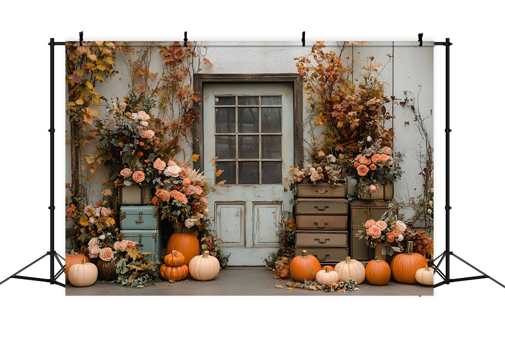 Fiori Di Zucca Rustico Autunno Porta Sfondo RR8-324