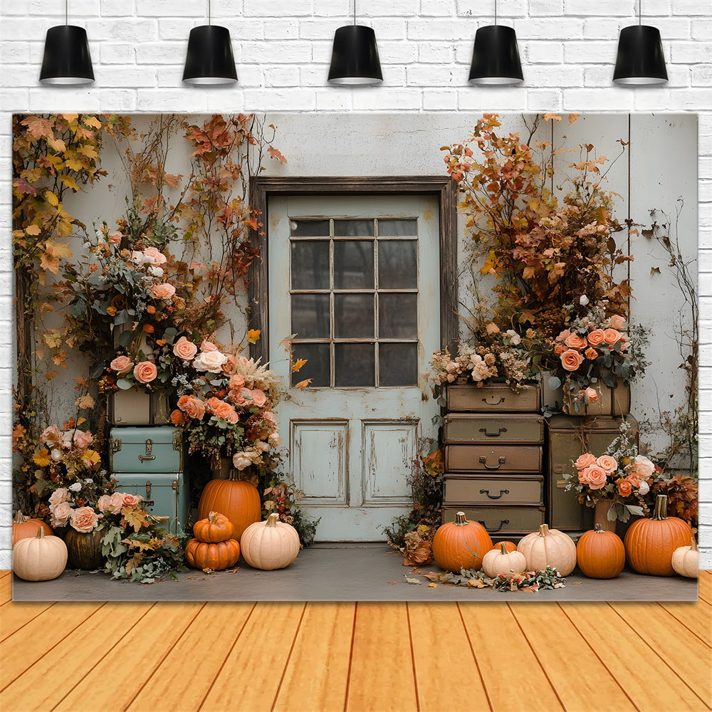 Fiori Di Zucca Rustico Autunno Porta Sfondo RR8-324