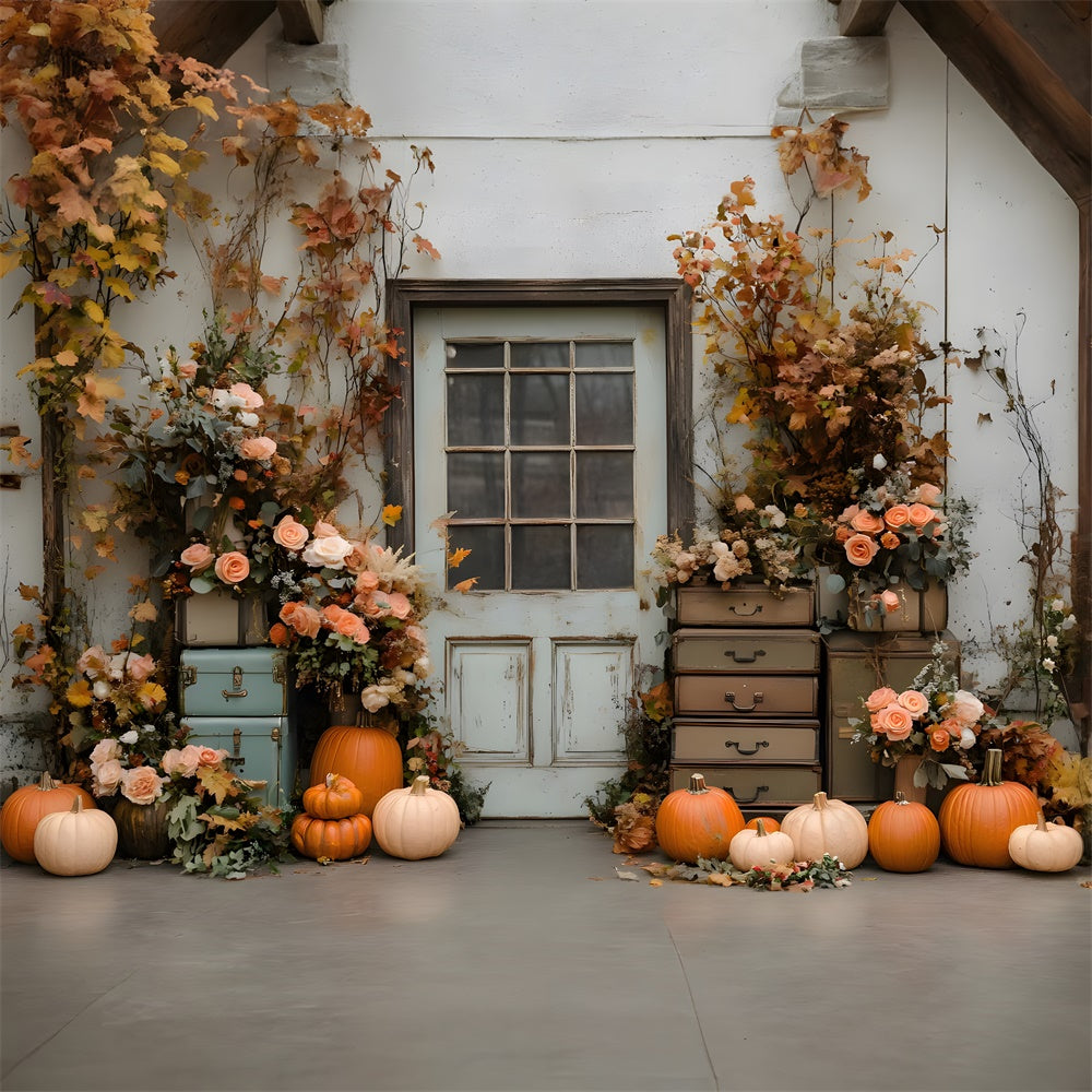 Fiori Di Zucca Rustico Autunno Porta Sfondo RR8-324