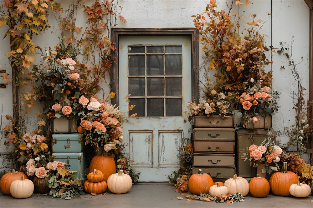 Fiori Di Zucca Rustico Autunno Porta Sfondo RR8-324