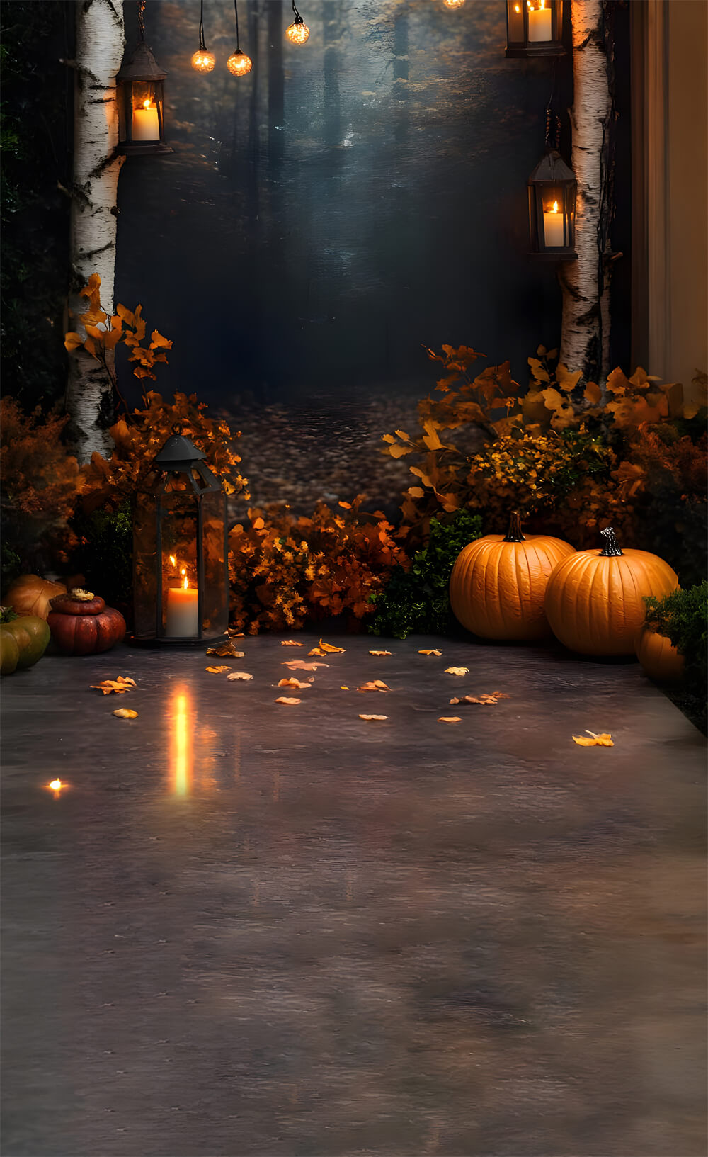 Foglie Di Acero Secche Spazzano Lo Sfondo Di Zucca Autunnale RR8-327